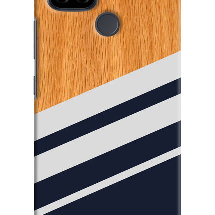 Blue and white wooden Realme C21 Hard Case Back Cover by Casekaro