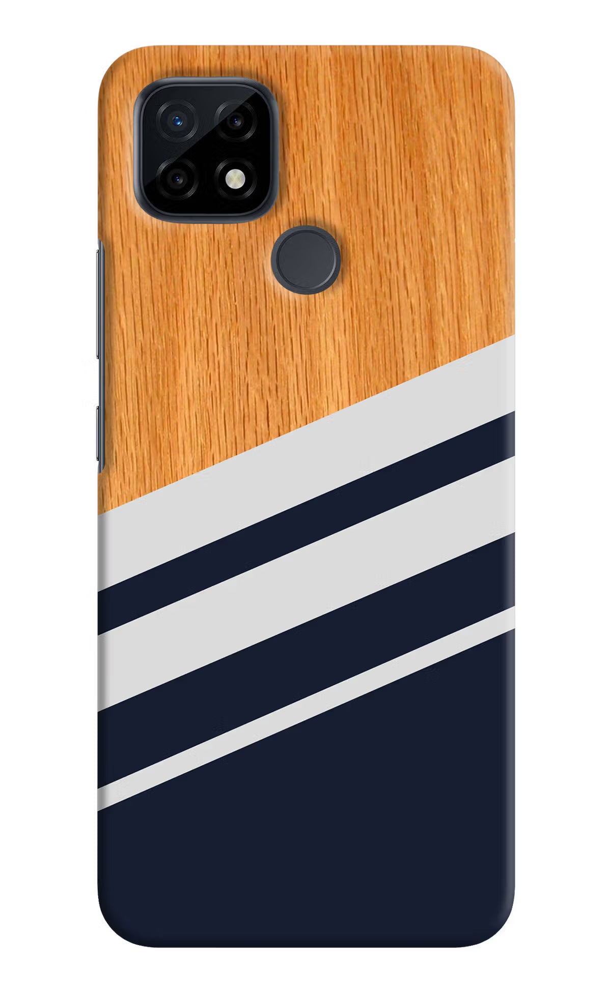 Blue and white wooden Realme C21 Hard Case Back Cover by Casekaro