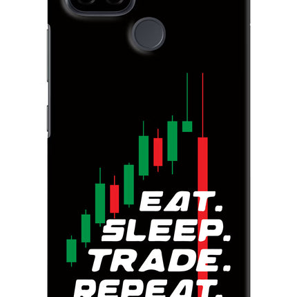 Eat Sleep Trade Repeat Realme C21 Hard Case Back Cover by Casekaro