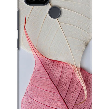 White Pink Leaf Realme C21 Hard Case Back Cover by Casekaro