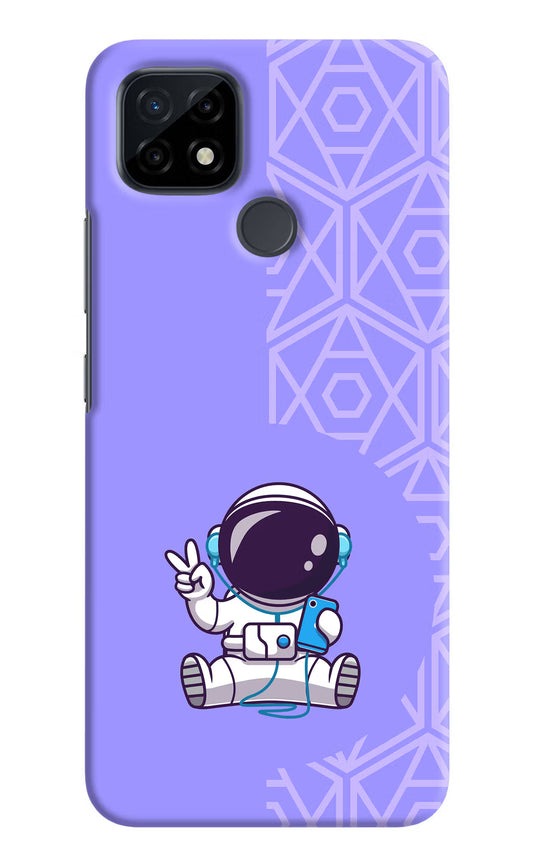 Cute Astronaut Chilling Realme C21 Hard Case Back Cover by Casekaro