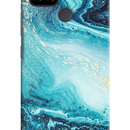 Blue Glitter Marble Realme C21 Hard Case Back Cover by Casekaro