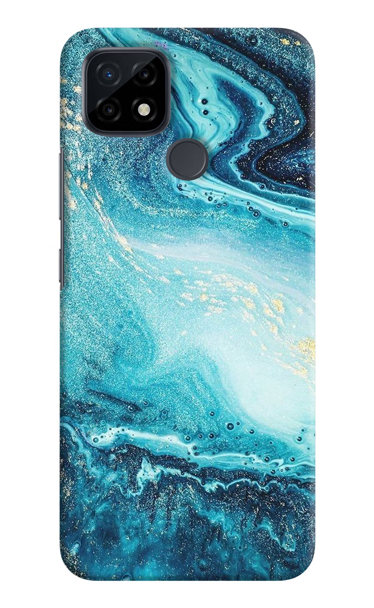 Blue Glitter Marble Realme C21 Hard Case Back Cover by Casekaro