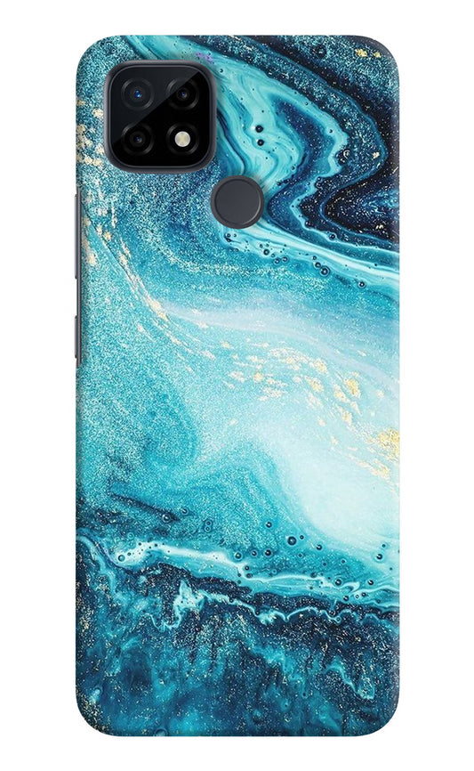 Blue Glitter Marble Realme C21 Hard Case Back Cover by Casekaro