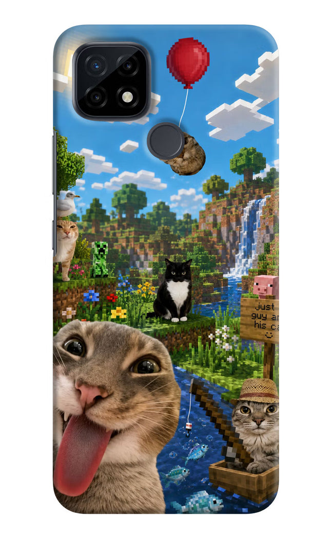 Minecraft Cat Chaos Realme C21 Hard Case Back Cover by Casekaro