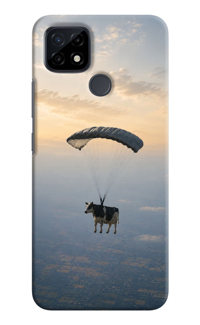 Skydiving Cow Realme C21 Hard Case Back Cover by Casekaro