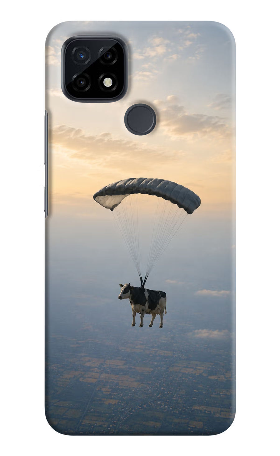 Skydiving Cow Realme C21 Back Cover, Hard case