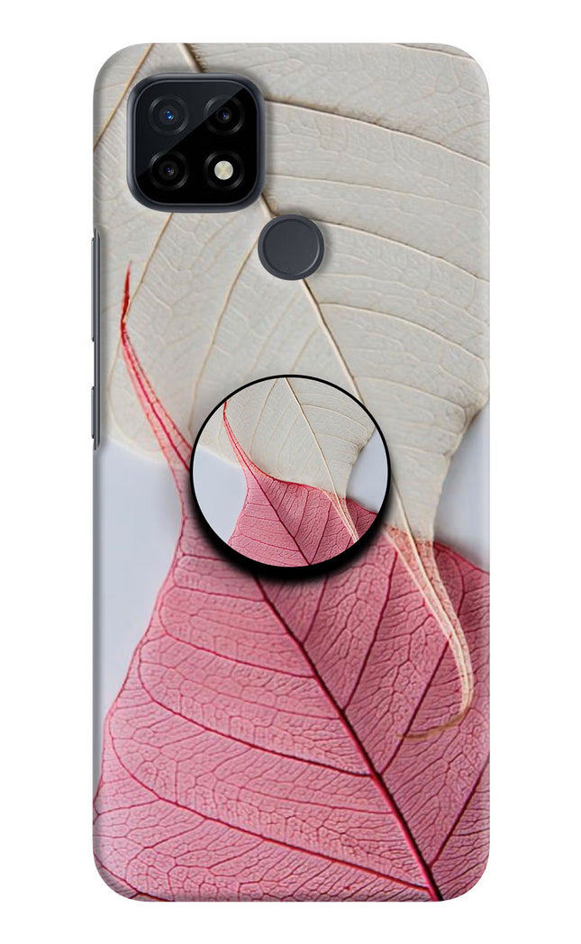 White Pink Leaf Realme C21 Pop Case by Casekaro