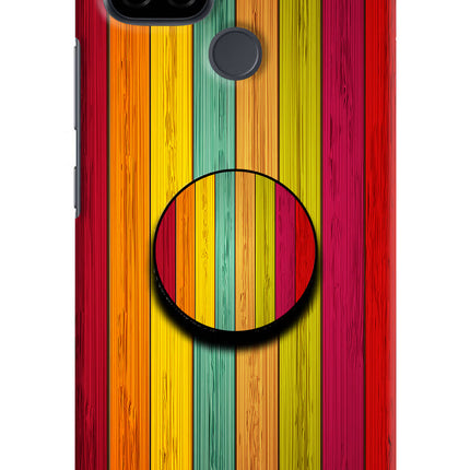 Multicolor Wooden Realme C21 Pop Case by Casekaro