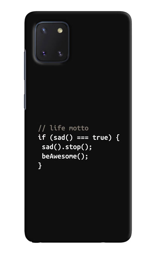 Life Motto Code Samsung Note 10 Lite Hard Case Back Cover by Casekaro