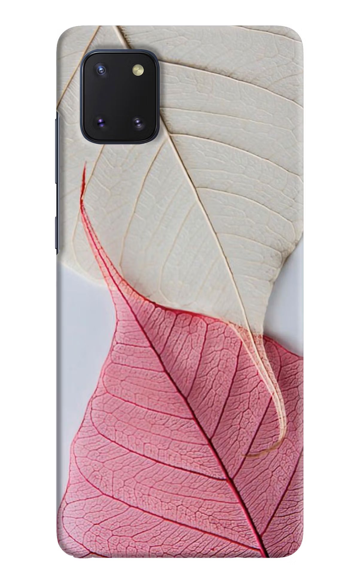 White Pink Leaf Samsung Note 10 Lite Hard Case Back Cover by Casekaro