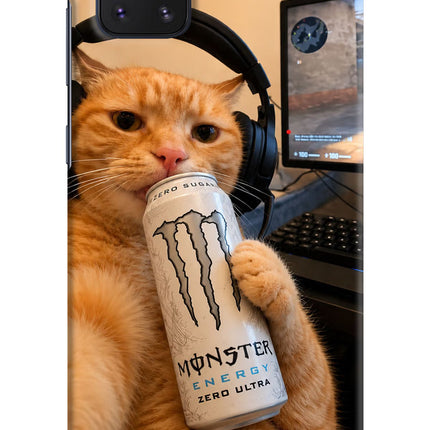 Gamer Cat Energy Samsung Note 10 Lite Hard Case Back Cover by Casekaro