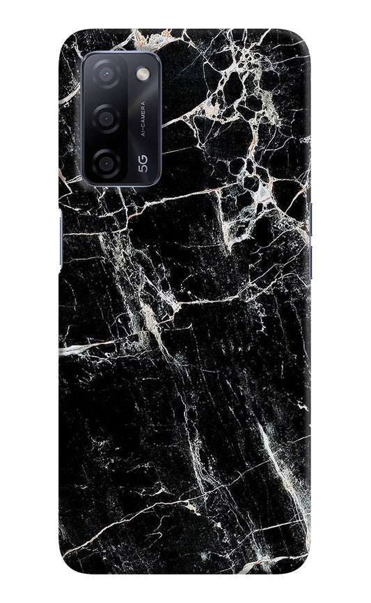 Black Marble Texture Oppo A53s 5G Hard Case Back Cover by Casekaro
