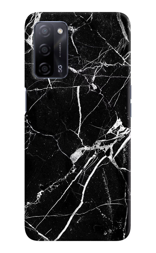 Black Marble Pattern Oppo A53s 5G Hard Case Back Cover by Casekaro