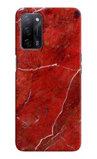 Red Marble Design Oppo A53s 5G Hard Case Back Cover by Casekaro