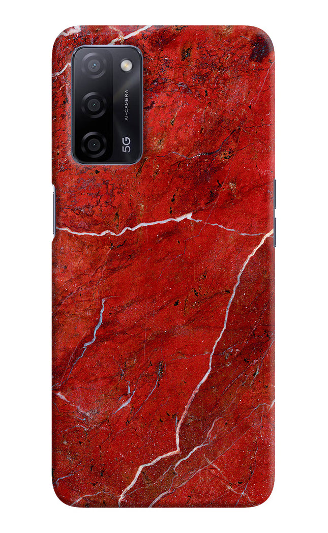 Red Marble Design Oppo A53s 5G Hard Case Back Cover by Casekaro