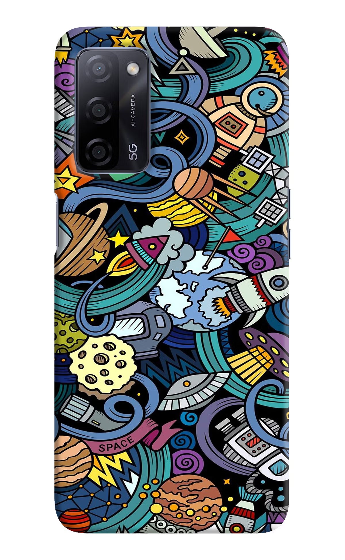 Space Abstract Oppo A53s 5G Hard Case Back Cover by Casekaro