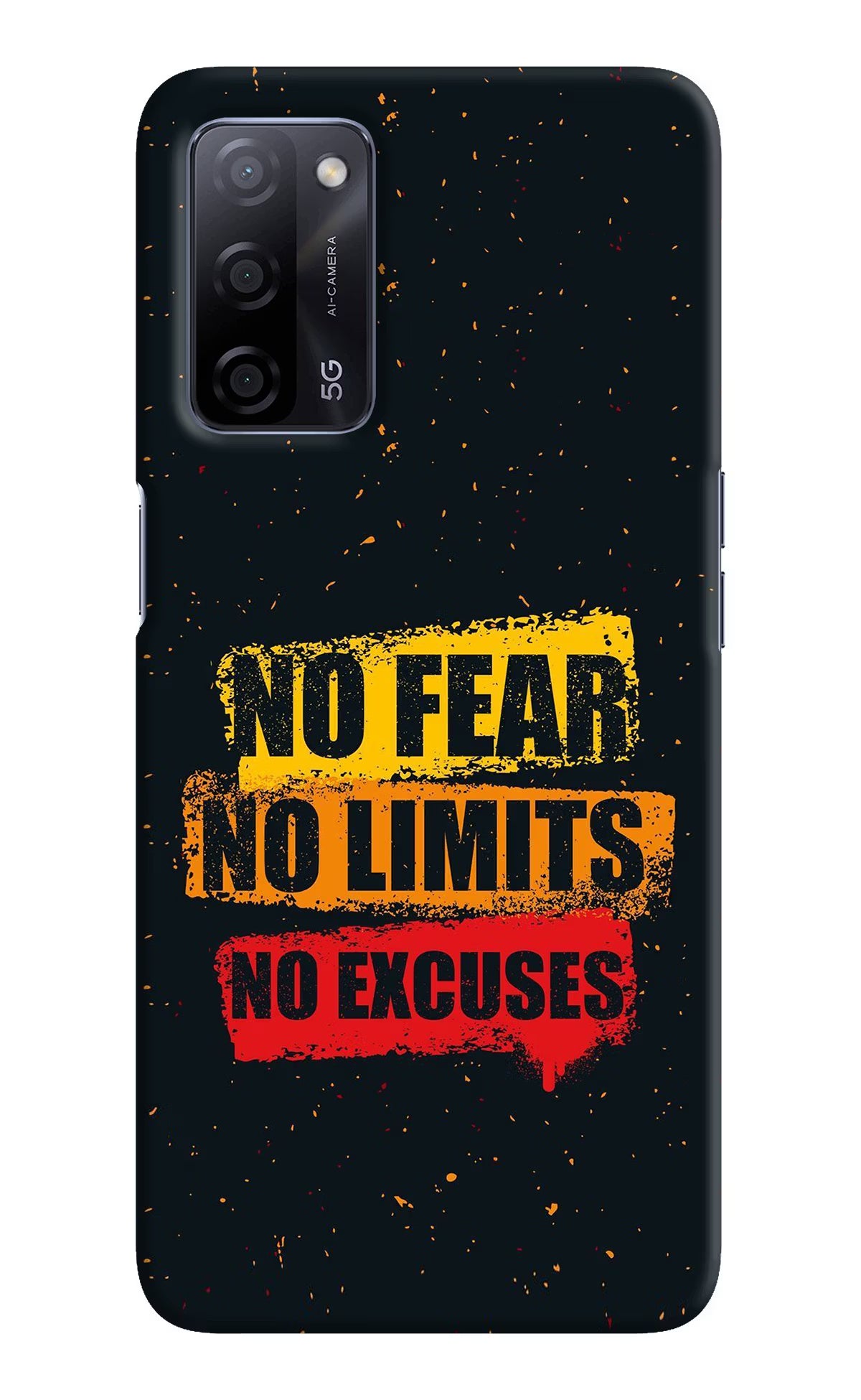 No Fear No Limits No Excuse Oppo A53s 5G Hard Case Back Cover by Casekaro