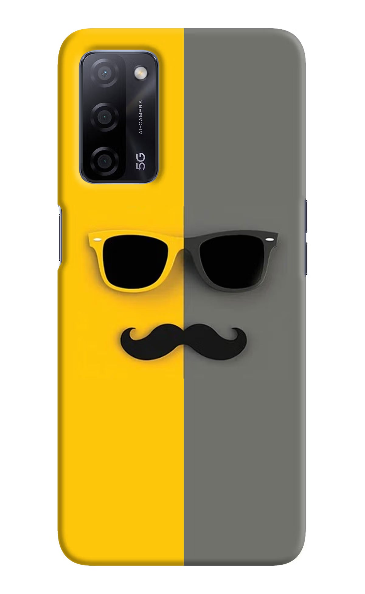 Sunglasses with Mustache Oppo A53s 5G Hard Case Back Cover by Casekaro
