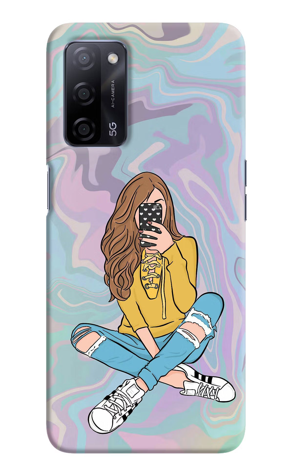 Selfie Girl Oppo A53s 5G Hard Case Back Cover by Casekaro
