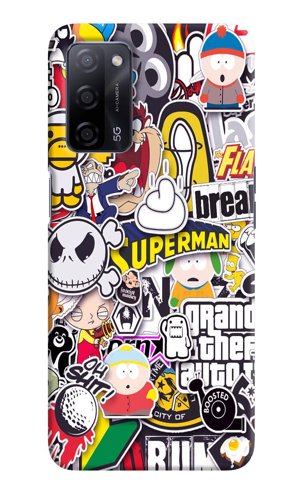 Sticker Bomb Oppo A53s 5G Hard Case Back Cover by Casekaro