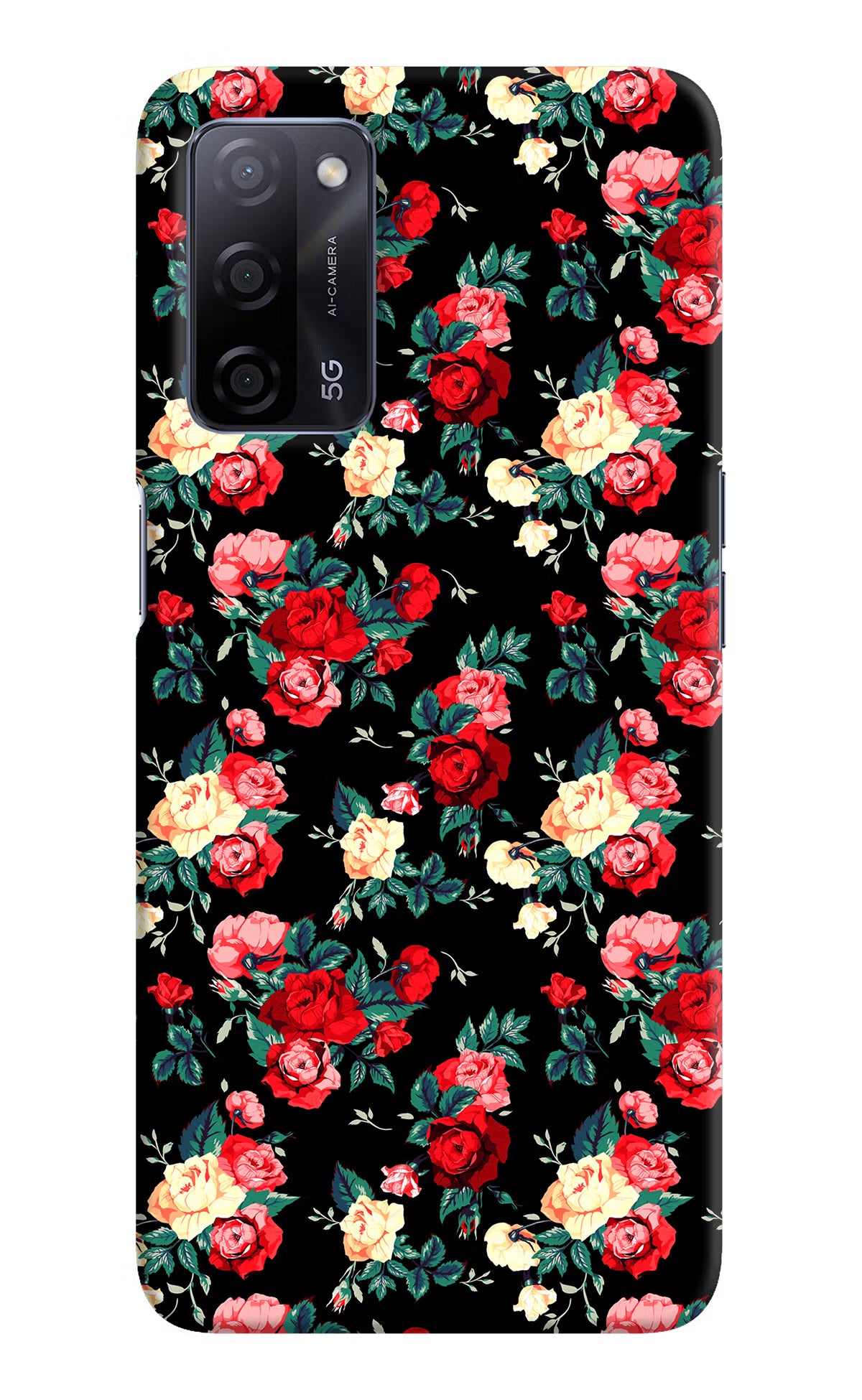 Rose Pattern Oppo A53s 5G Hard Case Back Cover by Casekaro