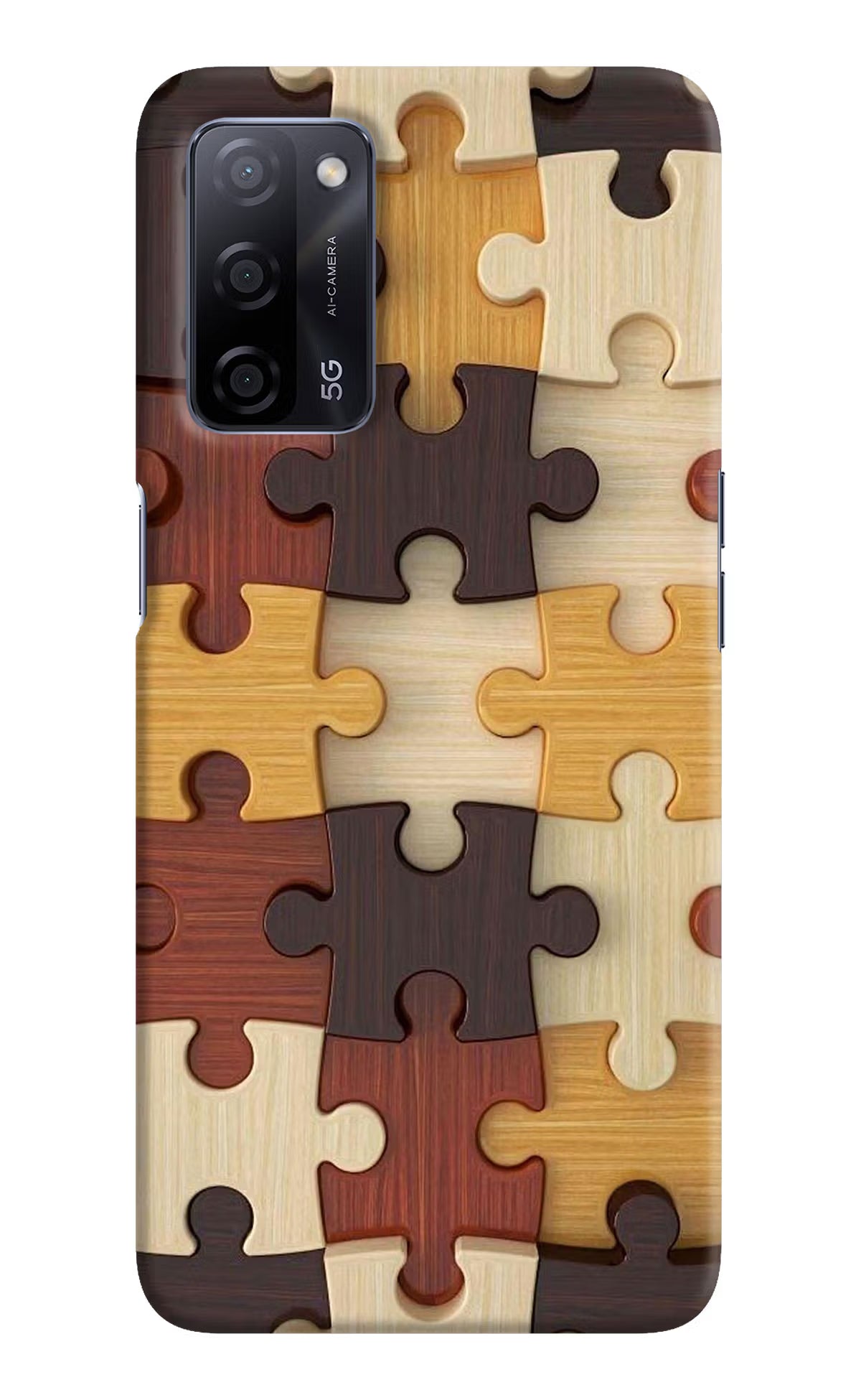 Wooden Puzzle Oppo A53s 5G Hard Case Back Cover by Casekaro