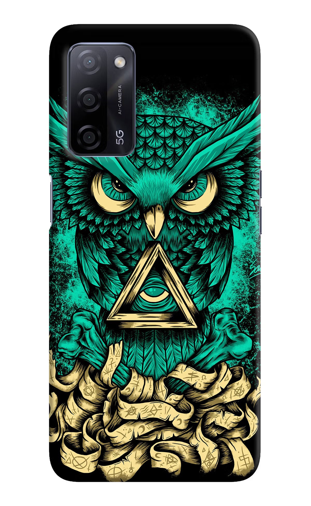 Green Owl Oppo A53s 5G Hard Case Back Cover by Casekaro