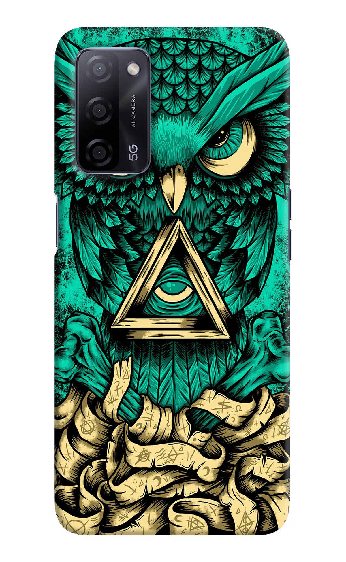 Green Owl Oppo A53s 5G Hard Case Back Cover by Casekaro