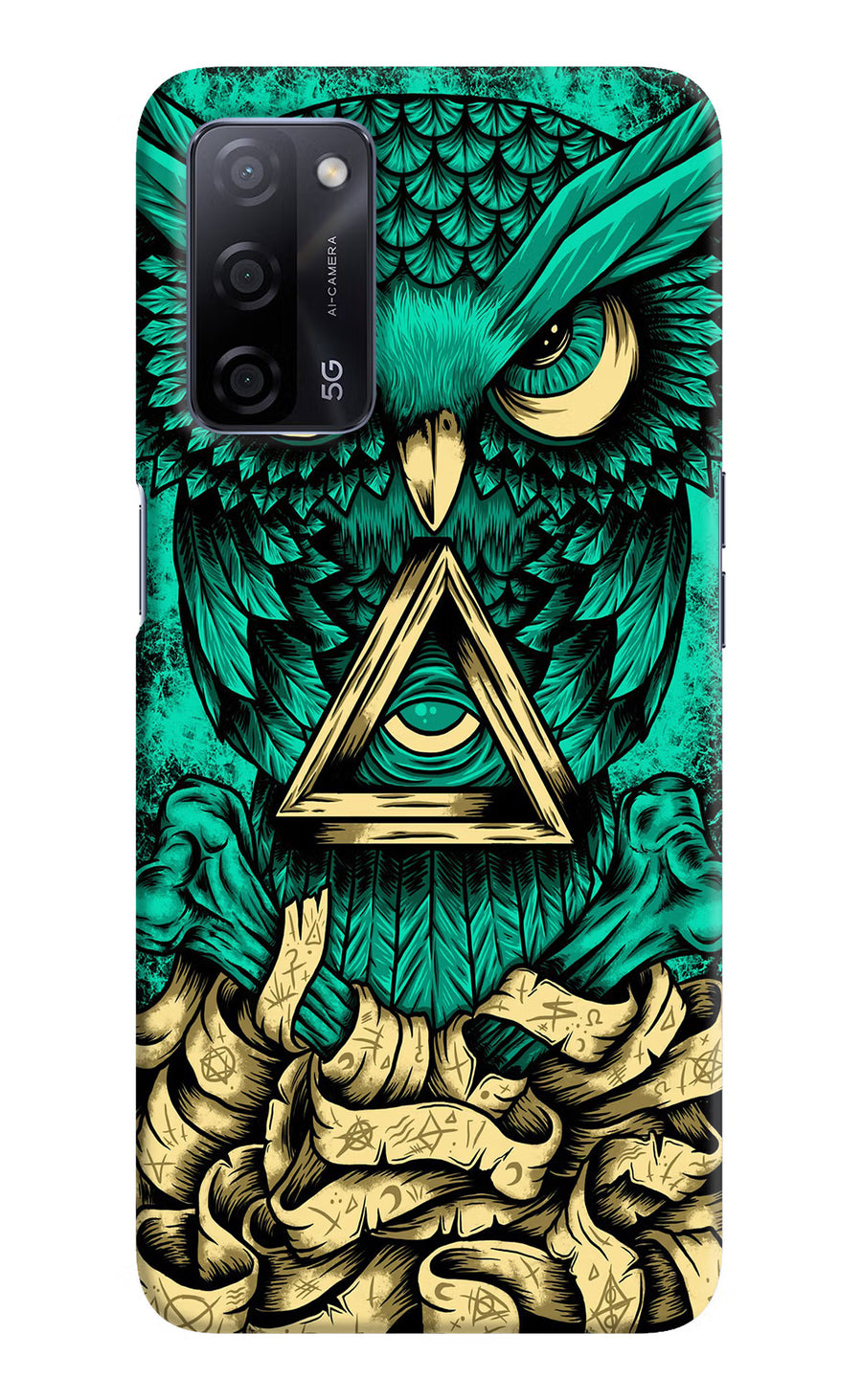 Green Owl Oppo A53s 5G Back Cover, Hard case