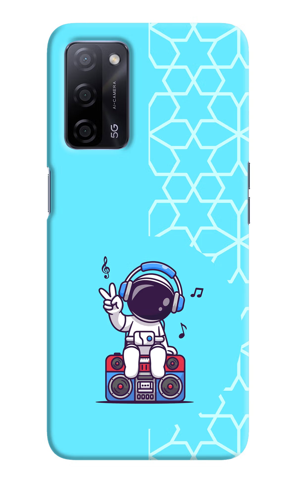 Cute Astronaut Chilling Oppo A53s 5G Hard Case Back Cover by Casekaro