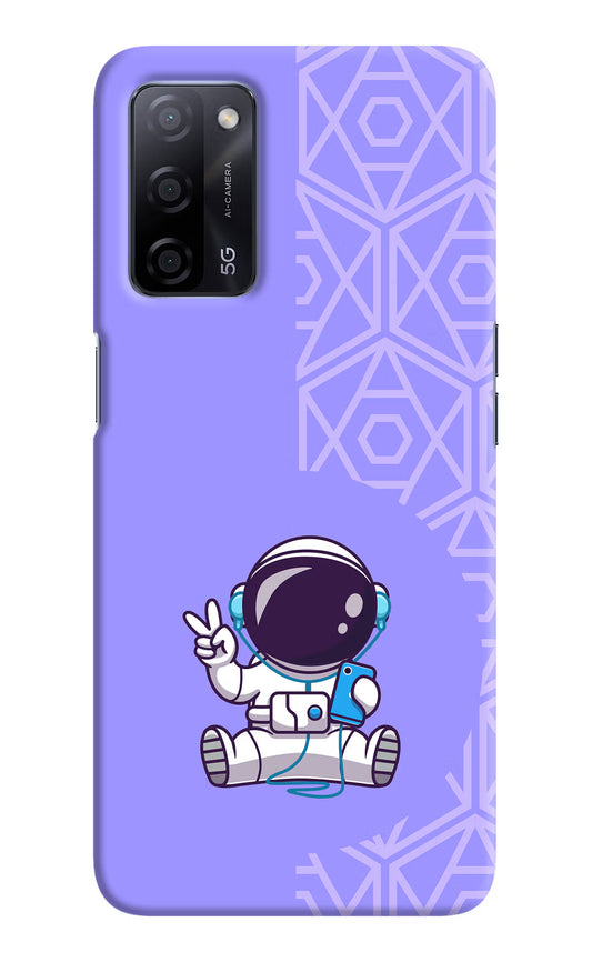 Cute Astronaut Chilling Oppo A53s 5G Hard Case Back Cover by Casekaro