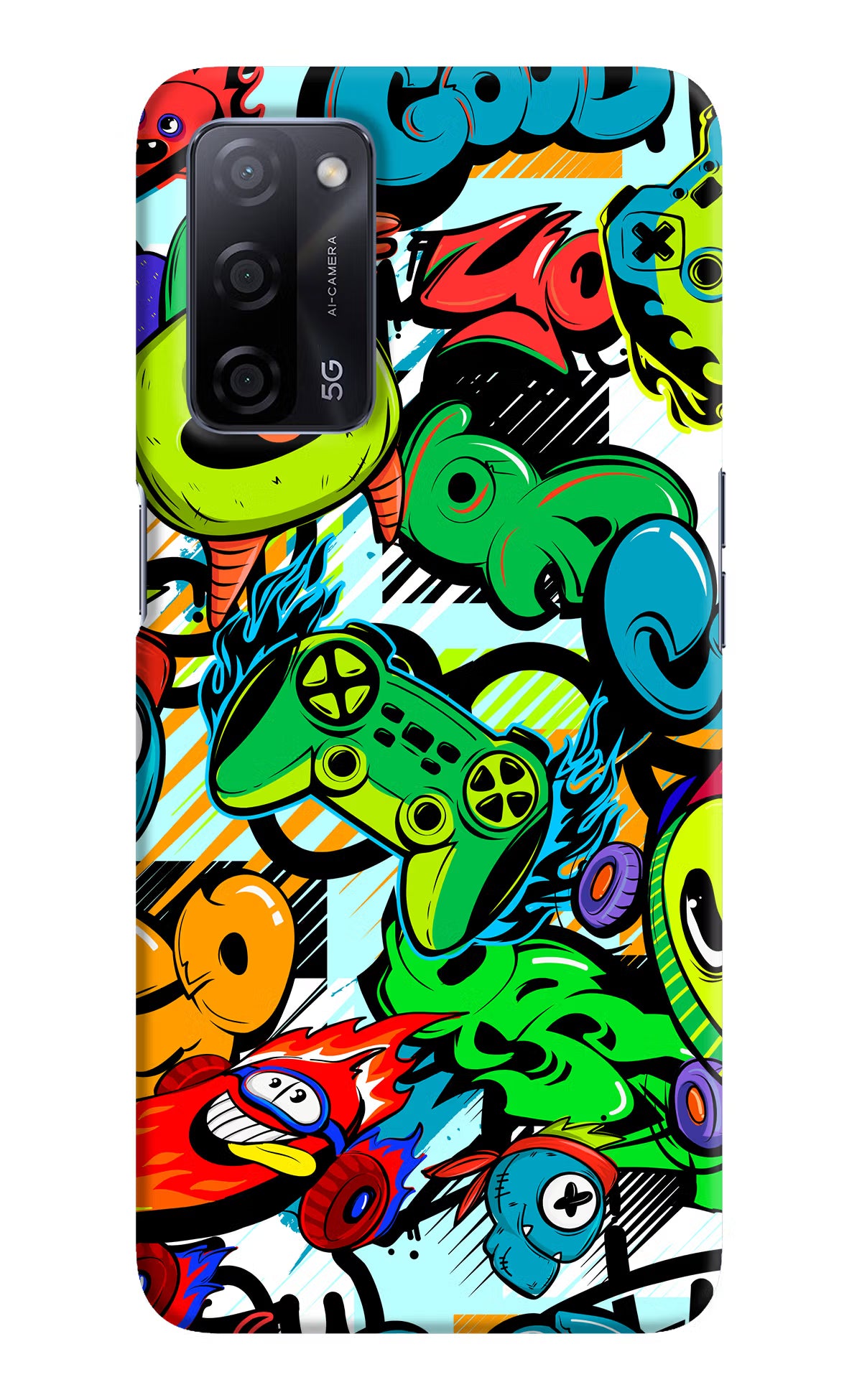 Game Doodle Oppo A53s 5G Hard Case Back Cover by Casekaro