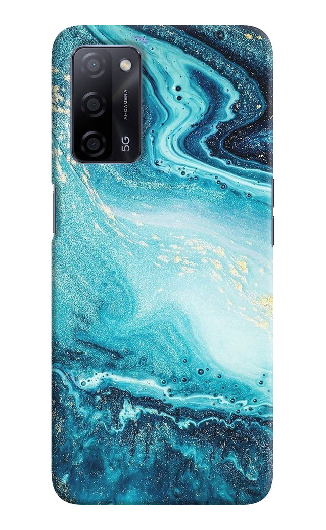 Blue Glitter Marble Oppo A53s 5G Hard Case Back Cover by Casekaro