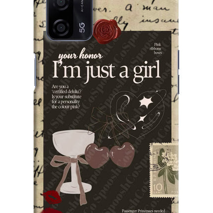 I am just a girl Oppo A53s 5G Hard Case Back Cover by Casekaro