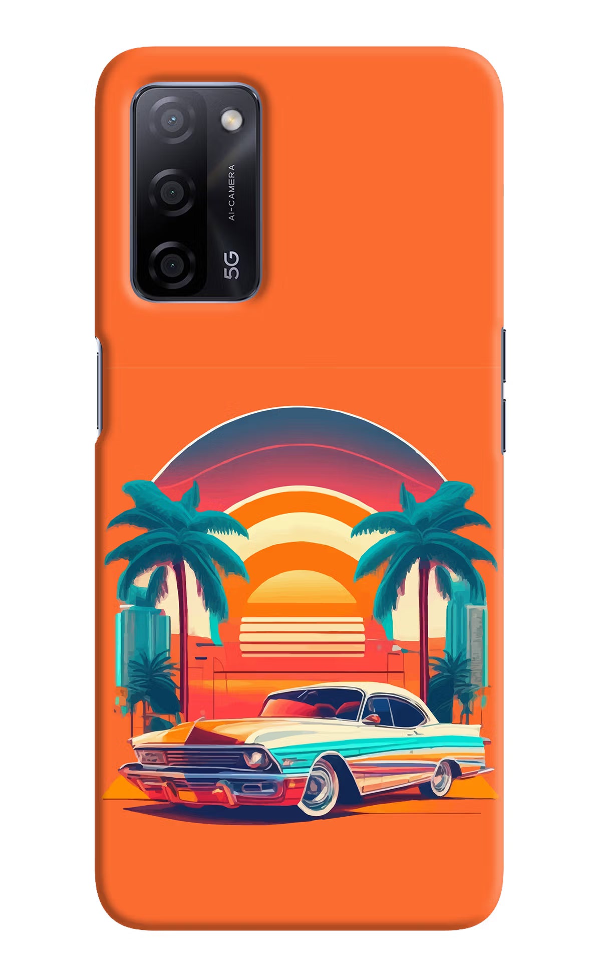 Palm Drive 80s Oppo A53s 5G Hard Case Back Cover by Casekaro