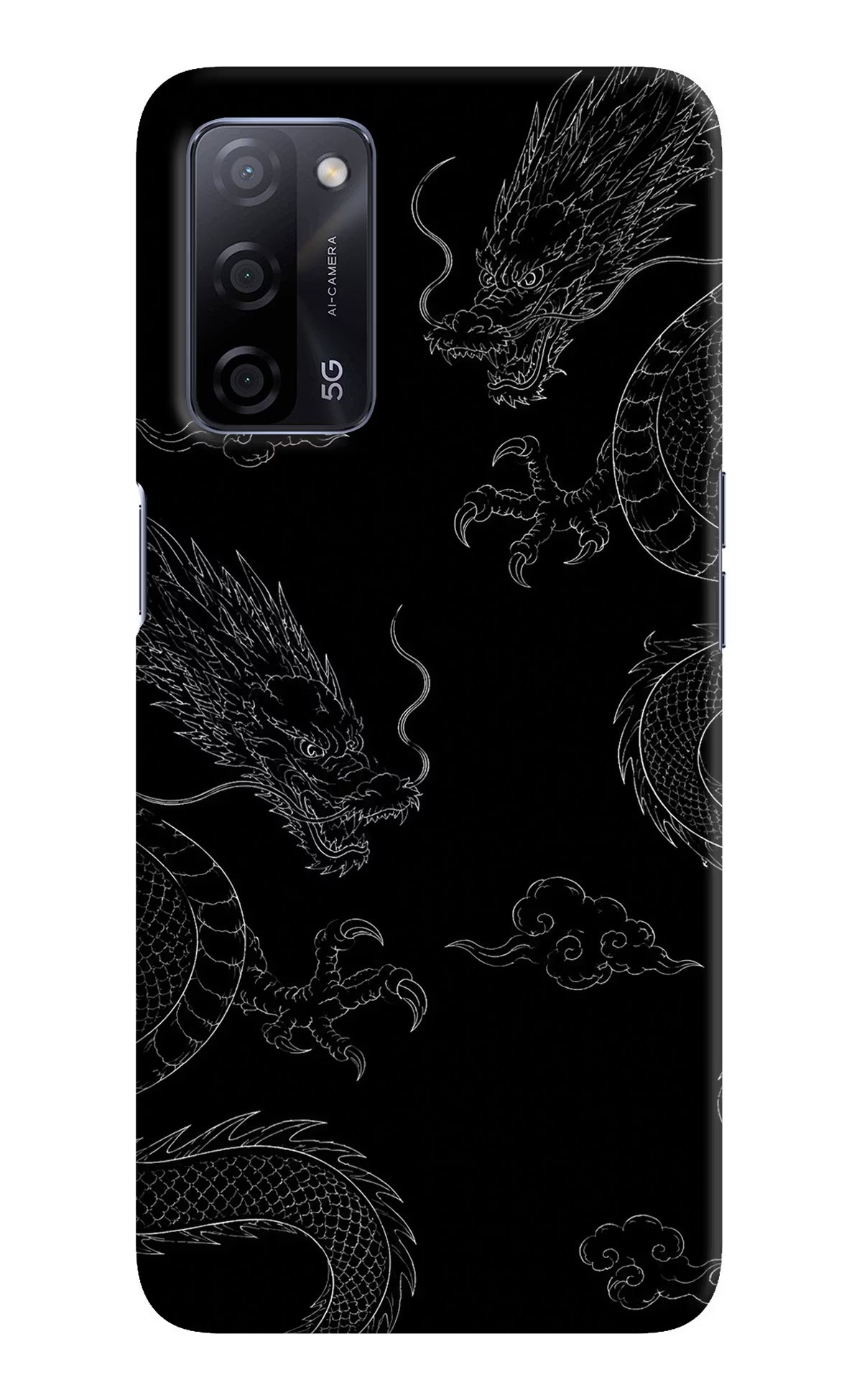 Twin Dragons Oppo A53s 5G Hard Case Back Cover by Casekaro