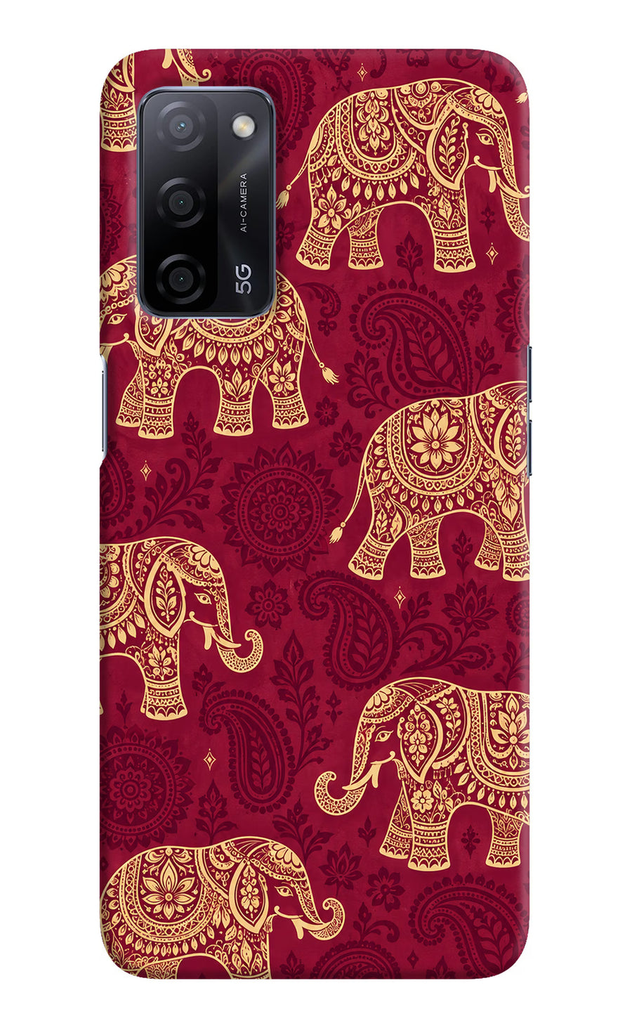 Maroon Elephant Oppo A53s 5G Back Cover, Hard case