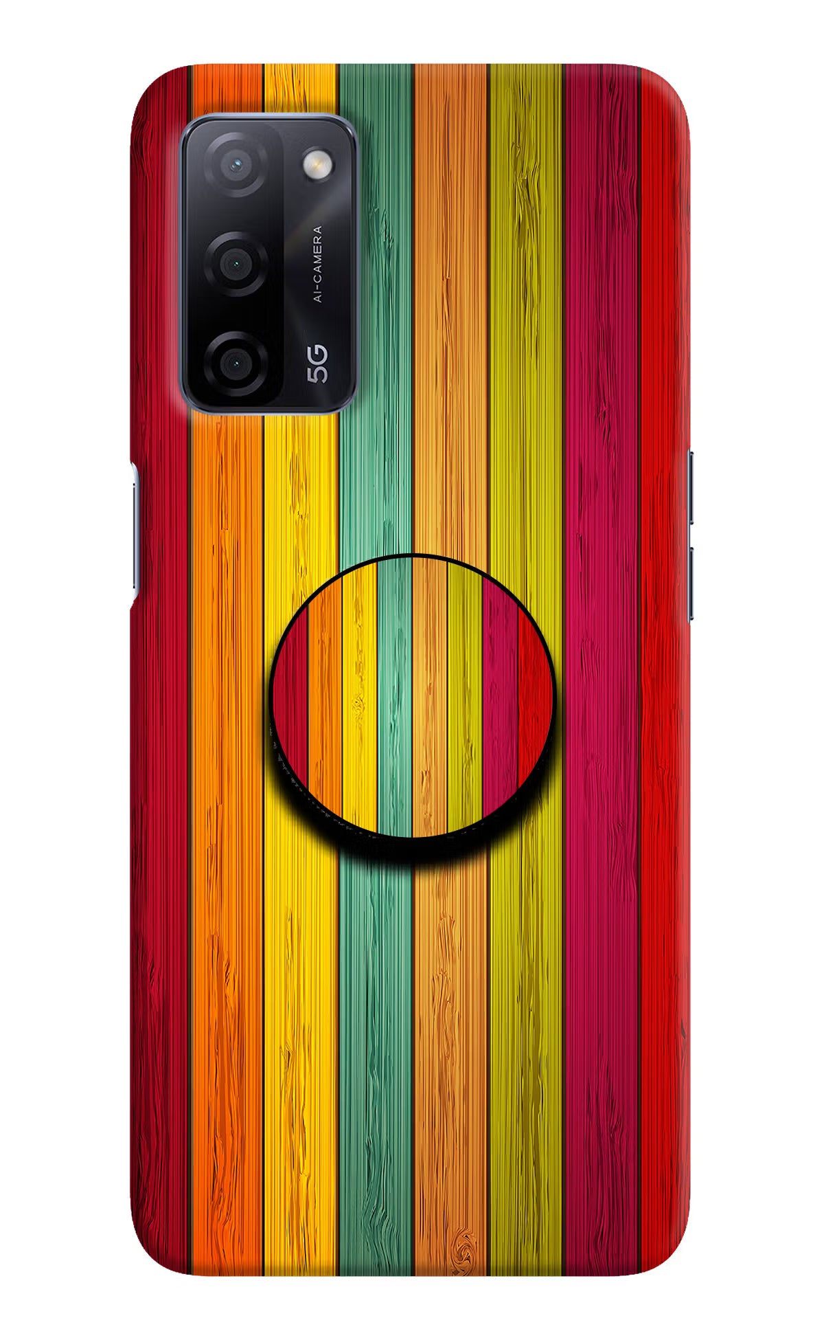Multicolor Wooden Oppo A53s 5G Pop Case by Casekaro