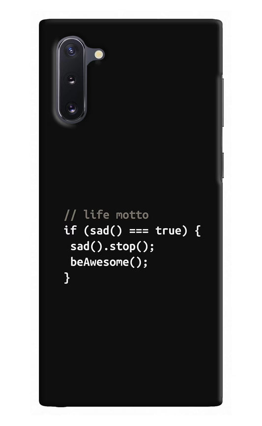 Life Motto Code Samsung Note 10 Hard Case Back Cover by Casekaro