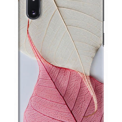 White Pink Leaf Samsung Note 10 Hard Case Back Cover by Casekaro