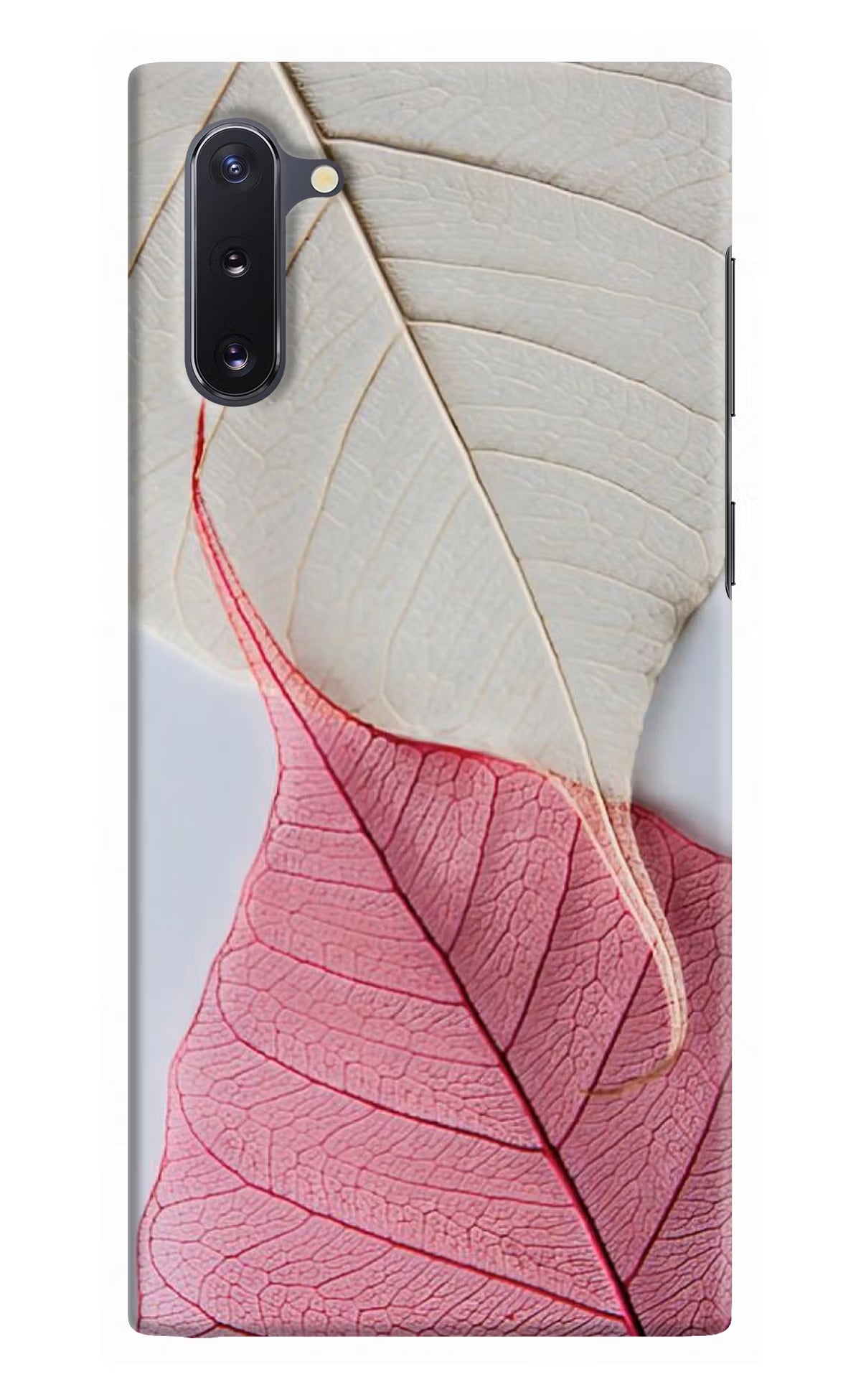 White Pink Leaf Samsung Note 10 Hard Case Back Cover by Casekaro