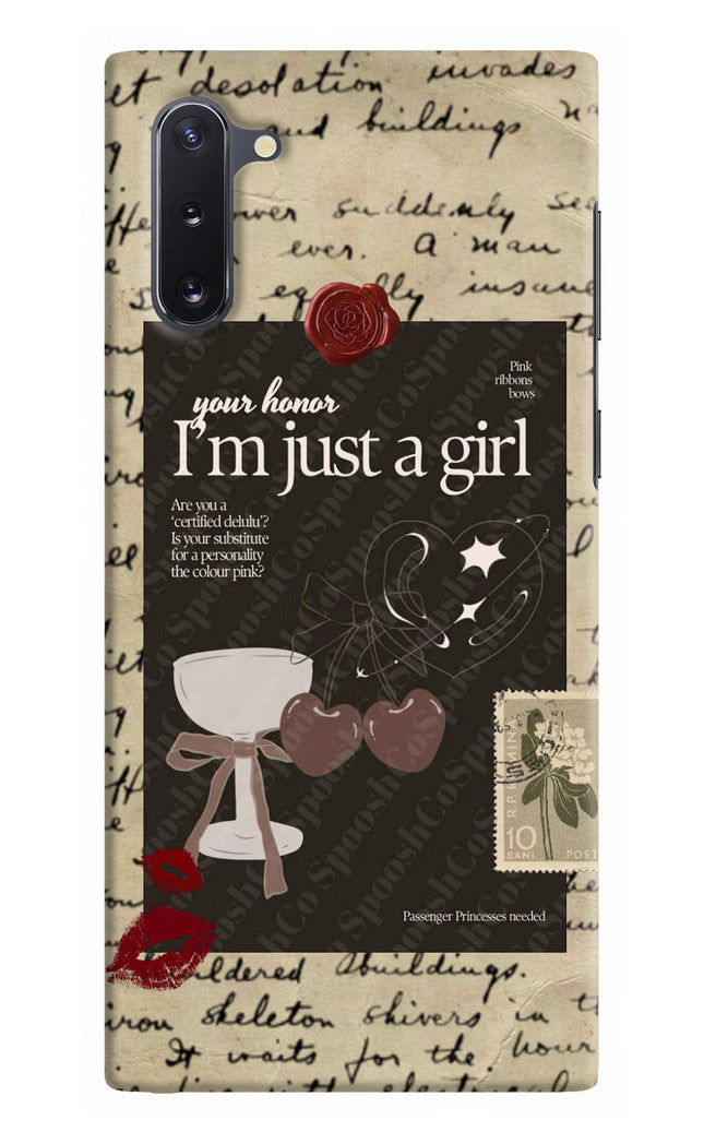 I am just a girl Samsung Note 10 Hard Case Back Cover by Casekaro