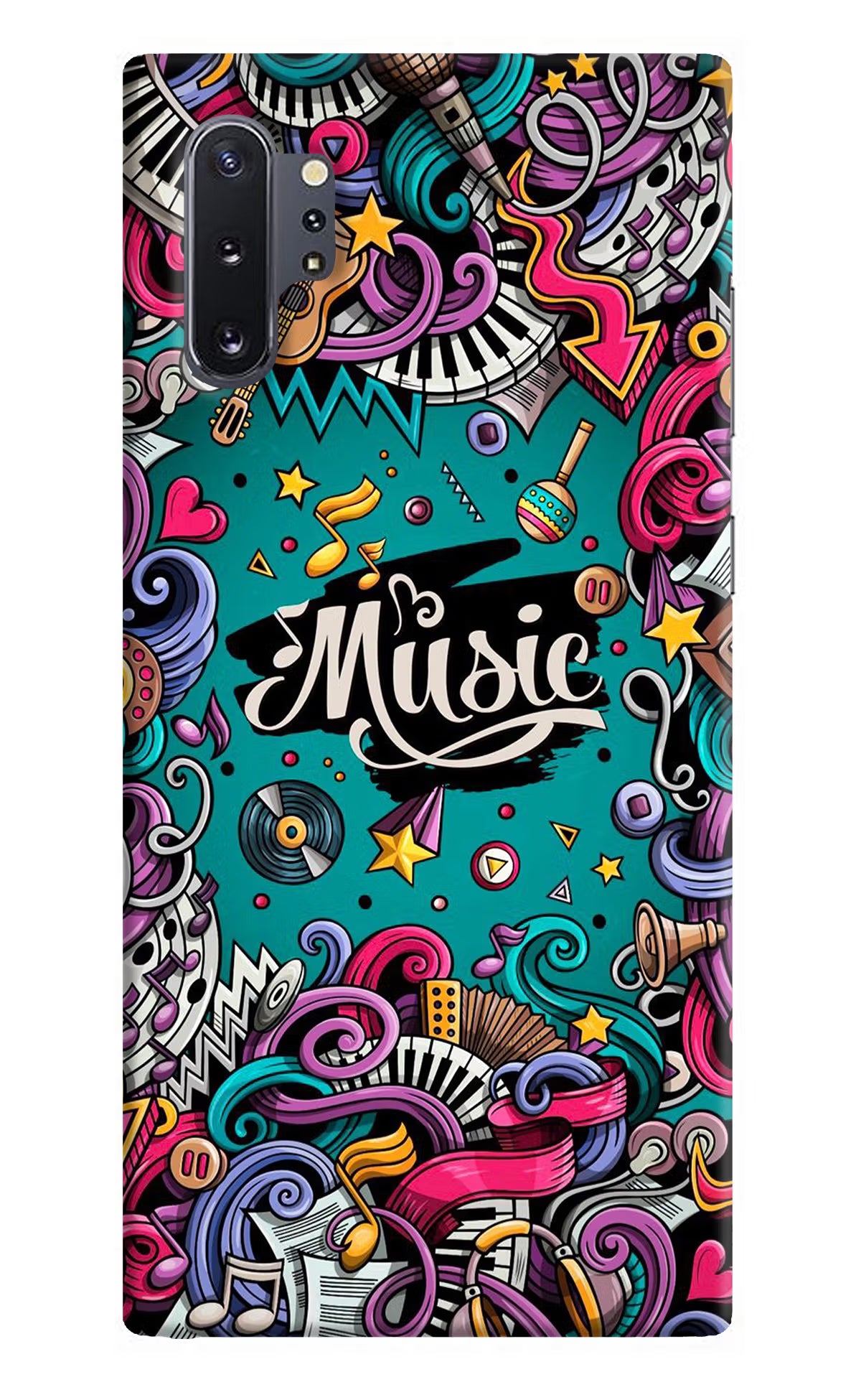 Music Graffiti Samsung Note 10 Plus Hard Case Back Cover by Casekaro