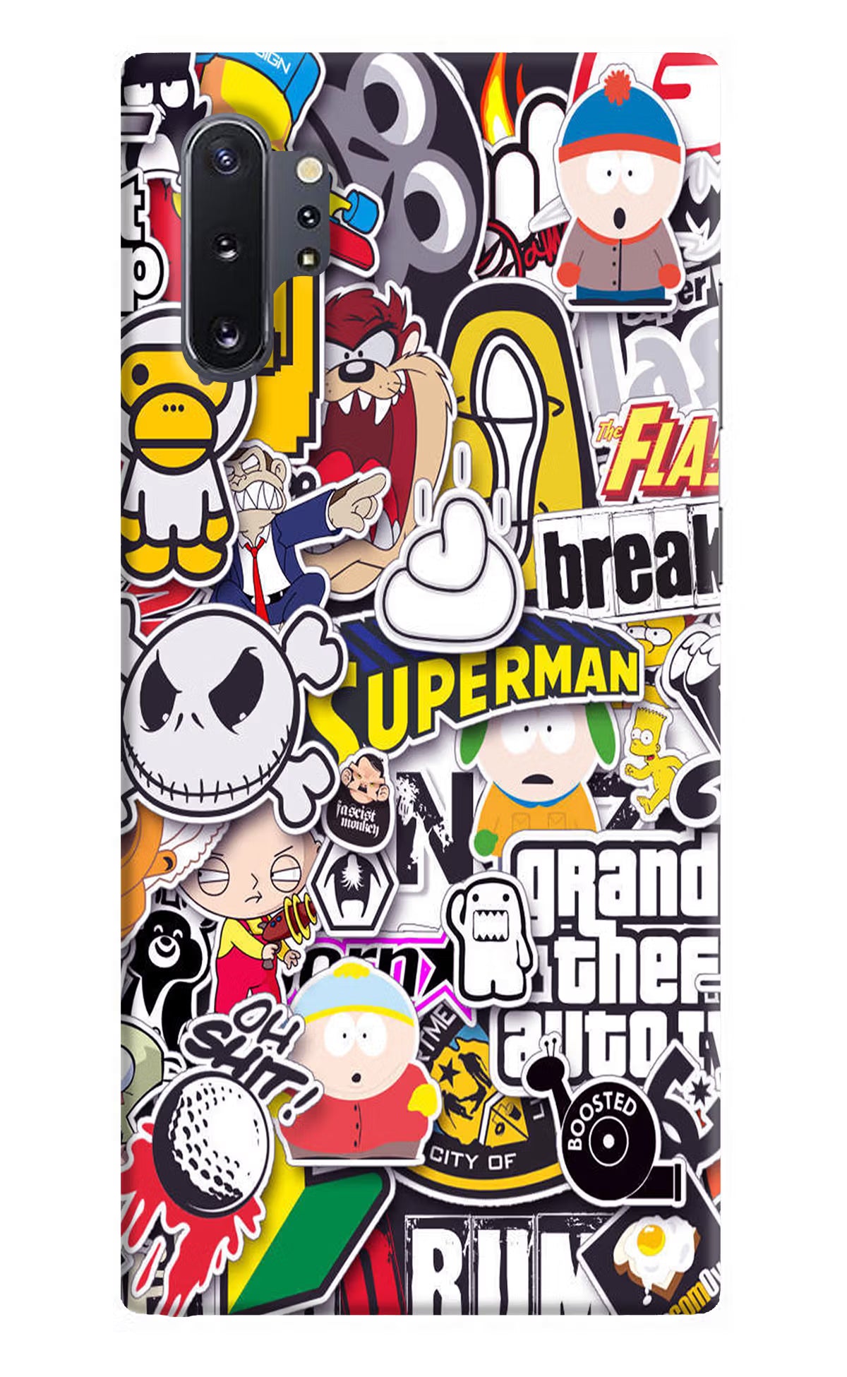 Sticker Bomb Samsung Note 10 Plus Hard Case Back Cover by Casekaro