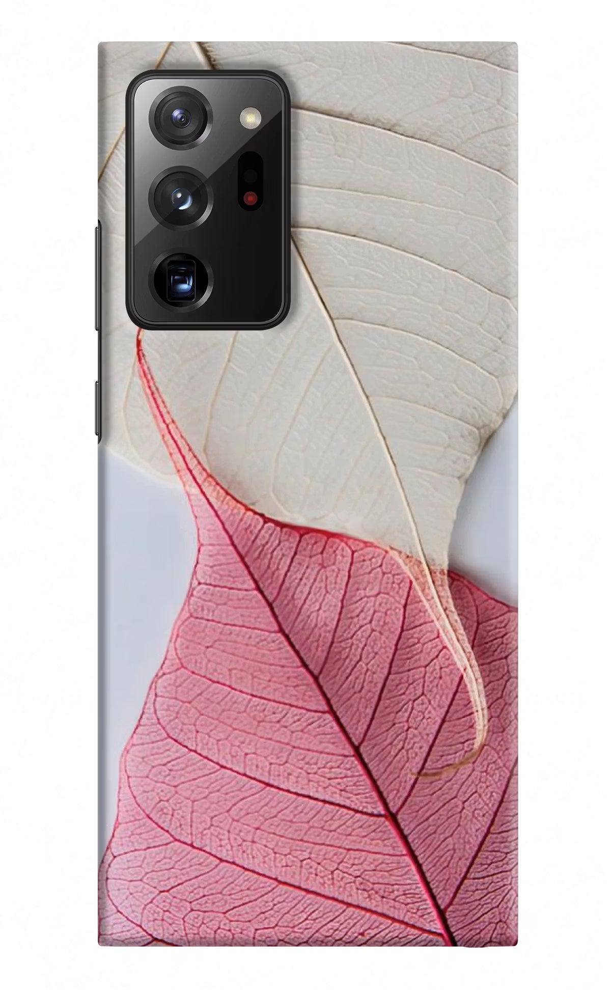 White Pink Leaf Samsung Note 20 Ultra Hard Case Back Cover by Casekaro