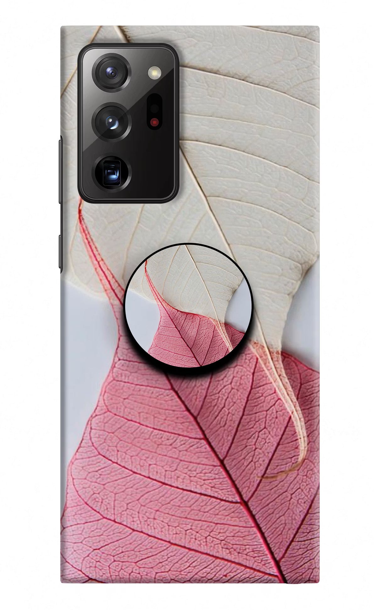 White Pink Leaf Samsung Note 20 Ultra Pop Case by Casekaro