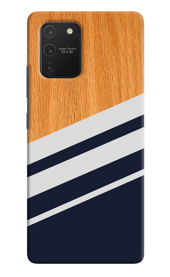 Blue and white wooden Samsung S10 Lite Hard Case Back Cover by Casekaro