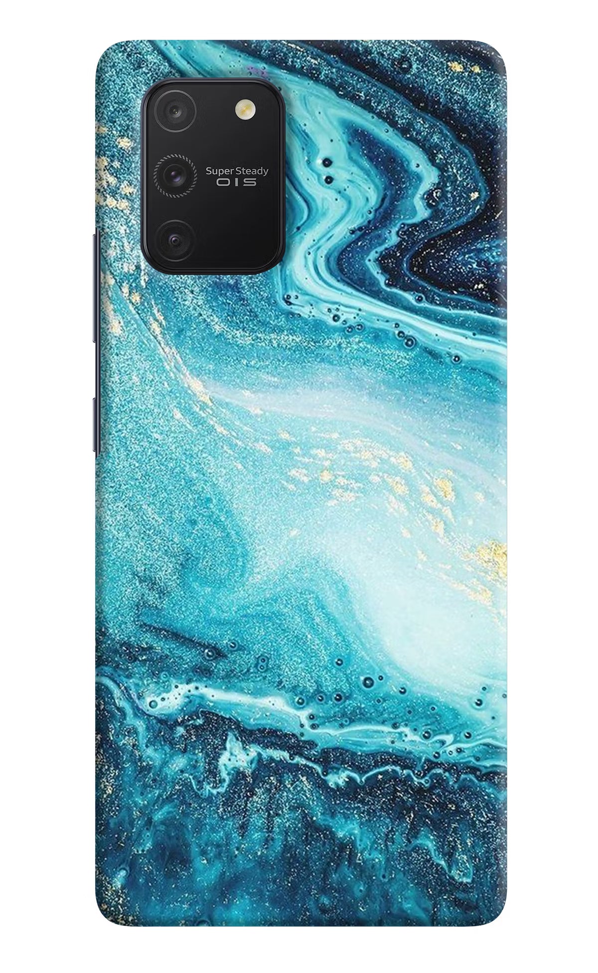 Blue Glitter Marble Samsung S10 Lite Hard Case Back Cover by Casekaro