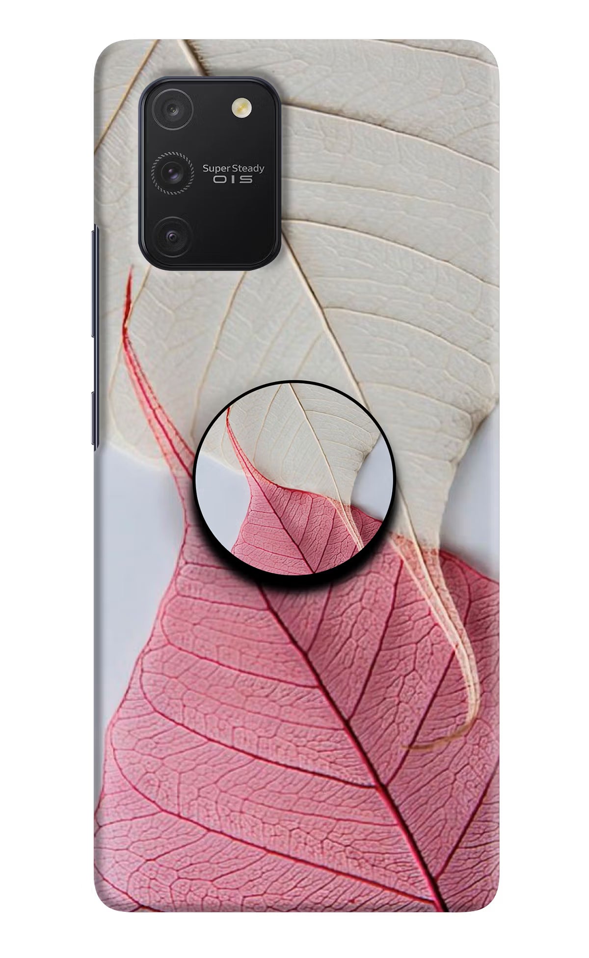 White Pink Leaf Samsung S10 Lite Pop Case by Casekaro